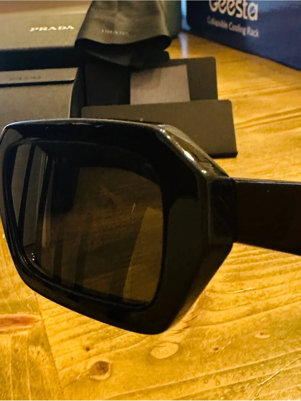 Prada Black Oversized Rectangular Sunglasses